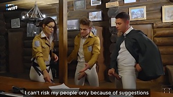 Hange Gets Wild In A Raunchy Threesome With Ervin And Levi In The Survey Corps Office.