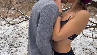 Amateur Milf Enjoys A Snowy Outdoor Threesome With Husband And Friend